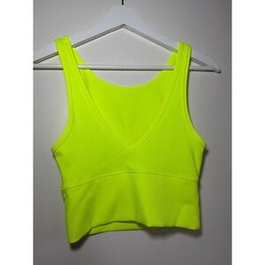 NEW Lululemon Power Pivot Tank Top Size 6 Electric Lemon Ribbed Reversible Crop